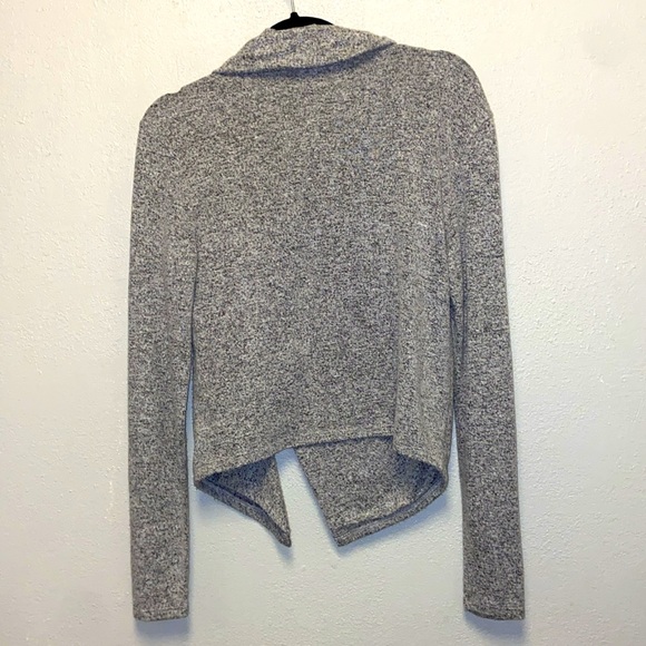 Logan Size Small Heathered Gray Moto Cowl Neck High Low Zipper Sweater 3350 - Picture 5 of 7